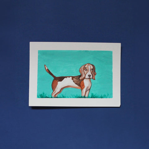 Beagle Dog gouache original illustration A5
