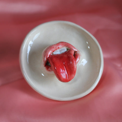 Lips tongue trinket tray dish - Rodriguezcuna