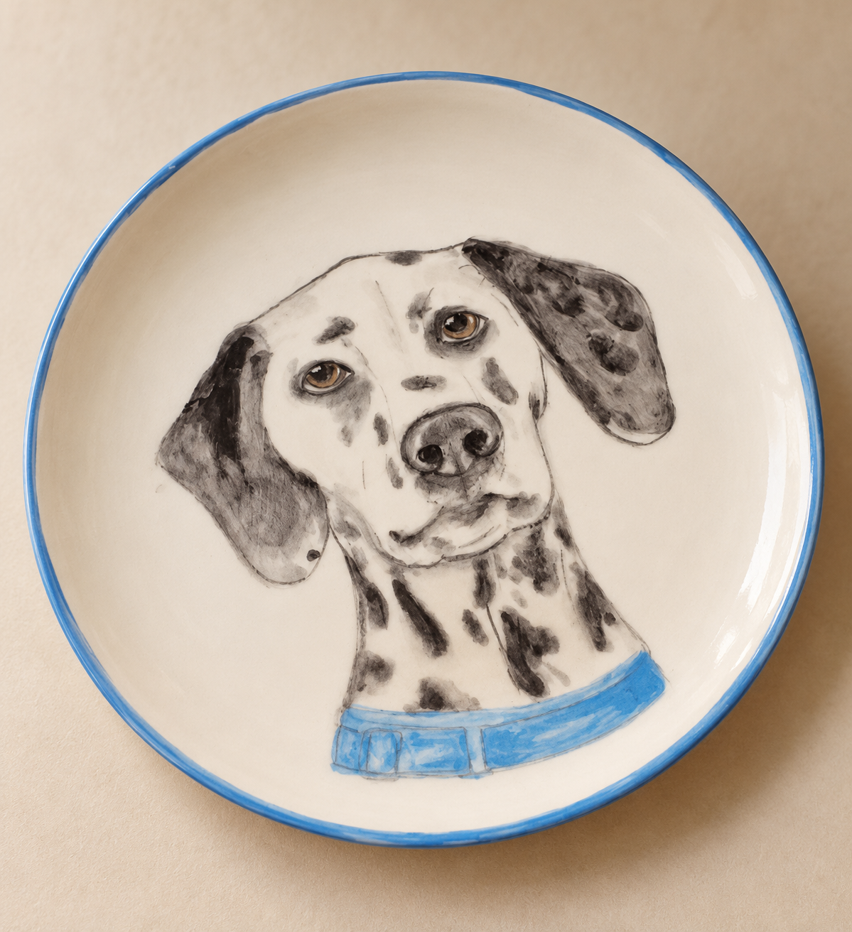 Custom pet handpainted portrait plate