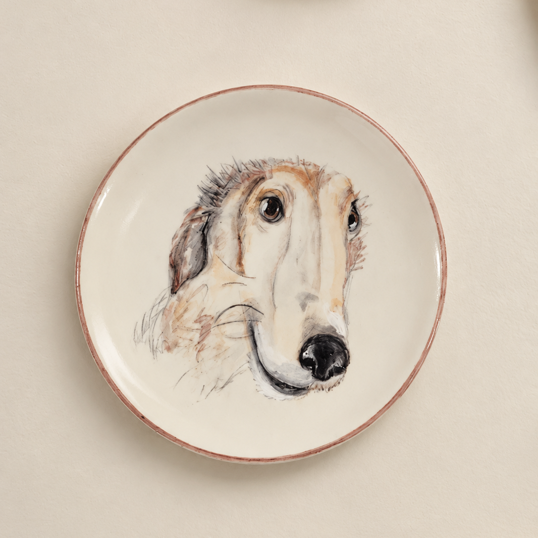 Custom pet handpainted portrait plate