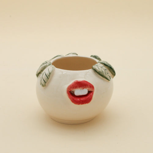 Handmade Leaves and Lips Ceramic Piece