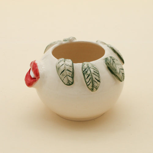 Handmade Leaves and Lips Ceramic Piece
