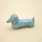 Handmade Blue Dachshund Stoneware Sculpture