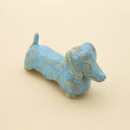 Handmade Blue Dachshund Stoneware Sculpture