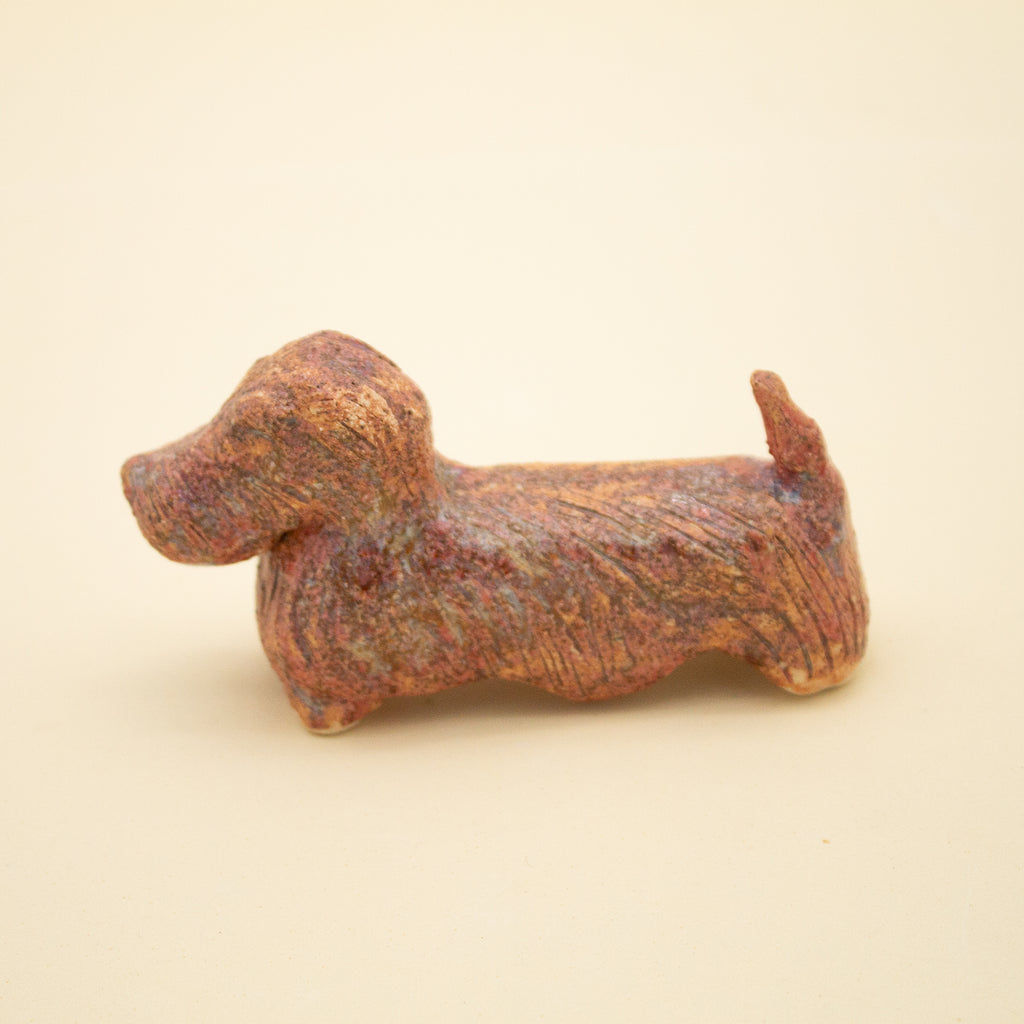Handmade Copper Dachshund Stoneware Sculpture