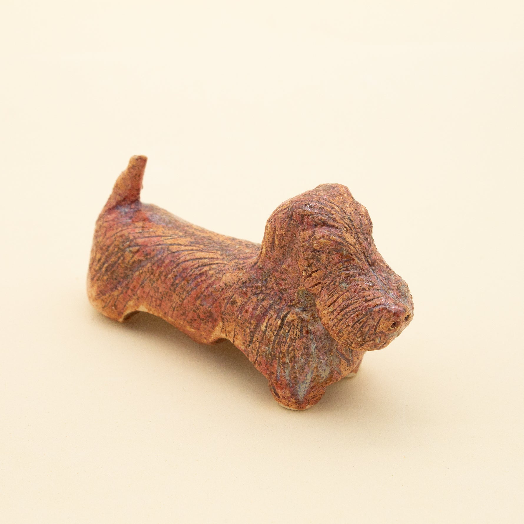 Handmade Copper Dachshund Stoneware Sculpture