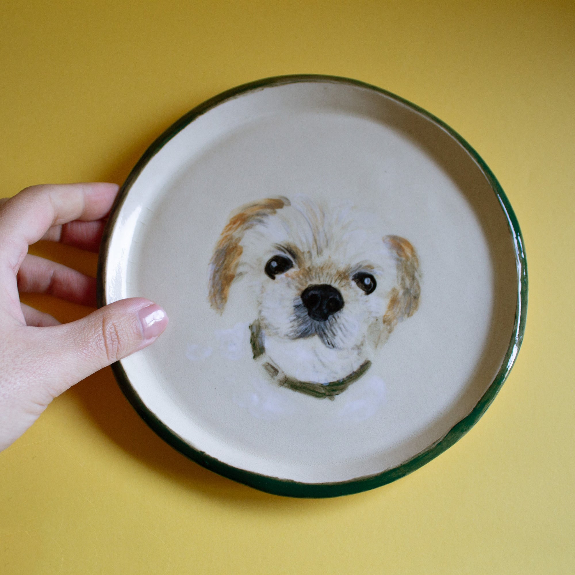 Custom pet handpainted portrait plate