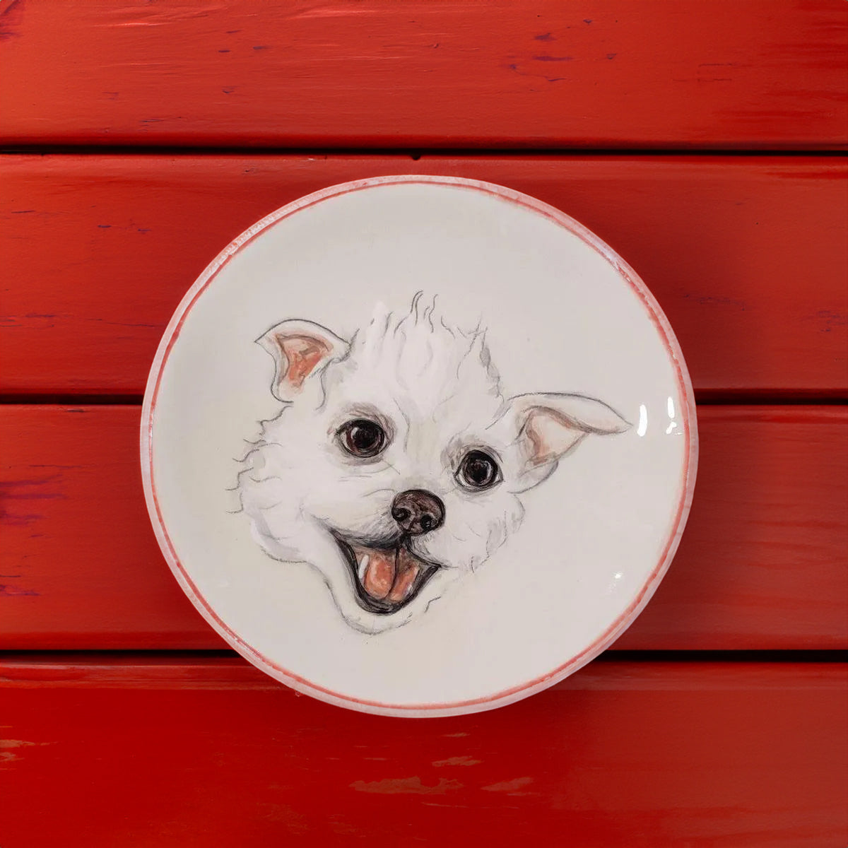 Custom pet handpainted portrait plate