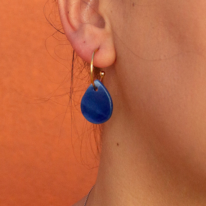 Blue Slate earrings - porcelain and inox steel