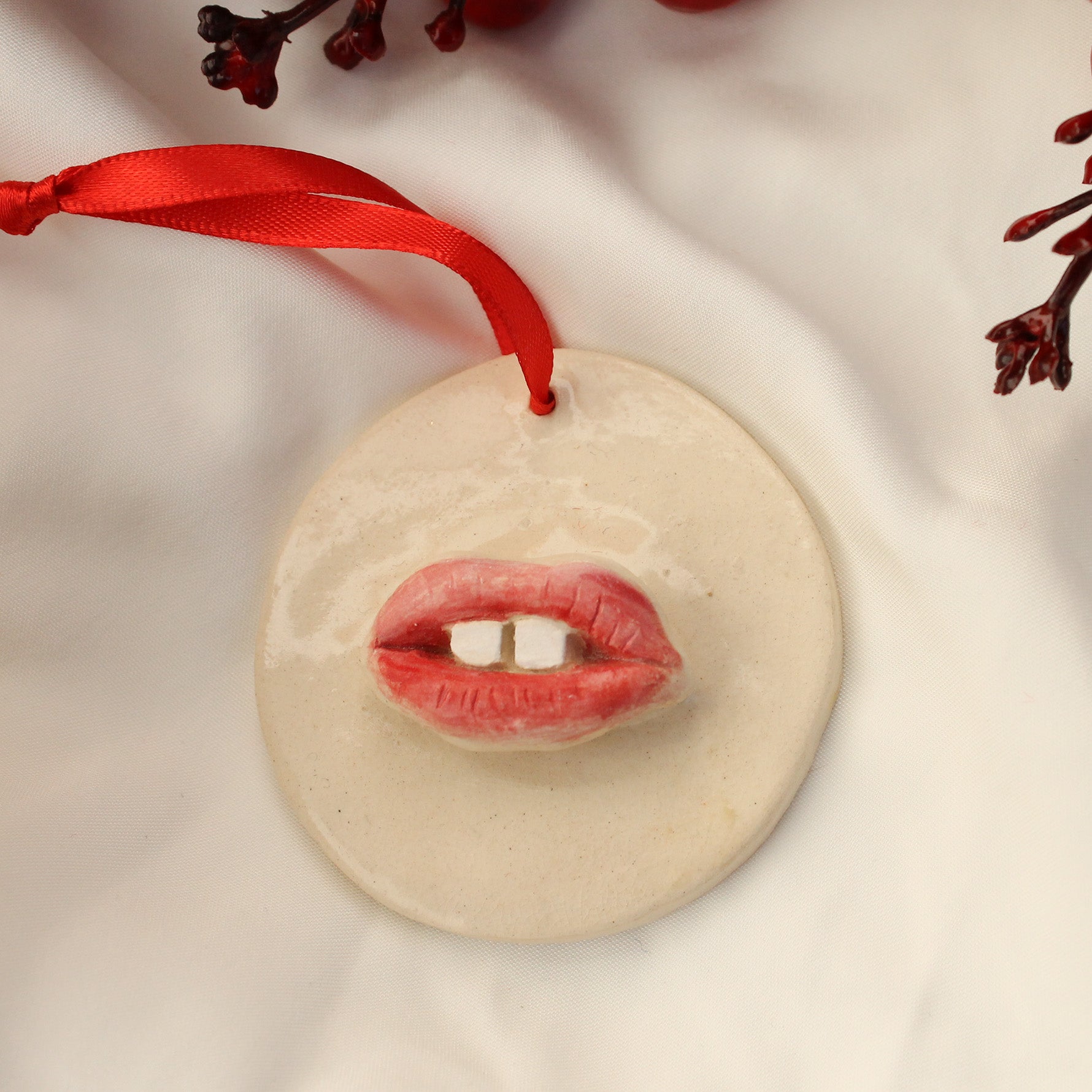 Lips Christmas ornament