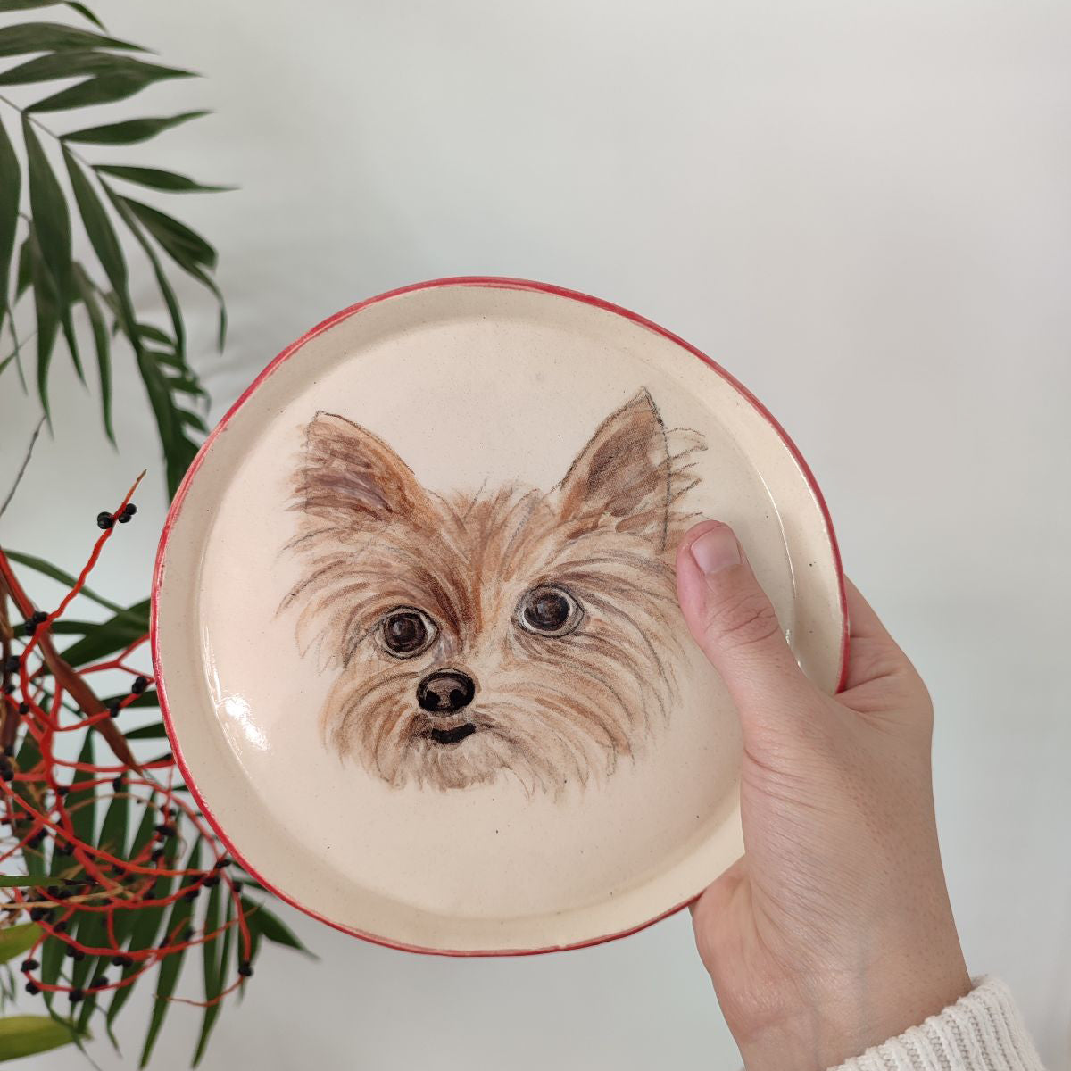 Custom pet handpainted portrait plate