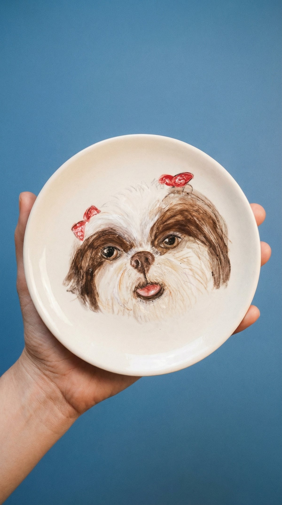 Custom pet handpainted portrait plate