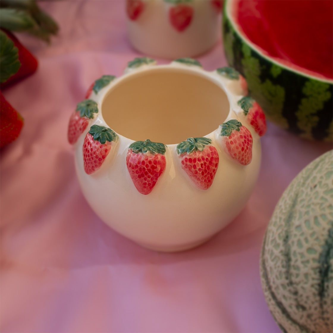 Handmade Strawberries Ceramic Piece