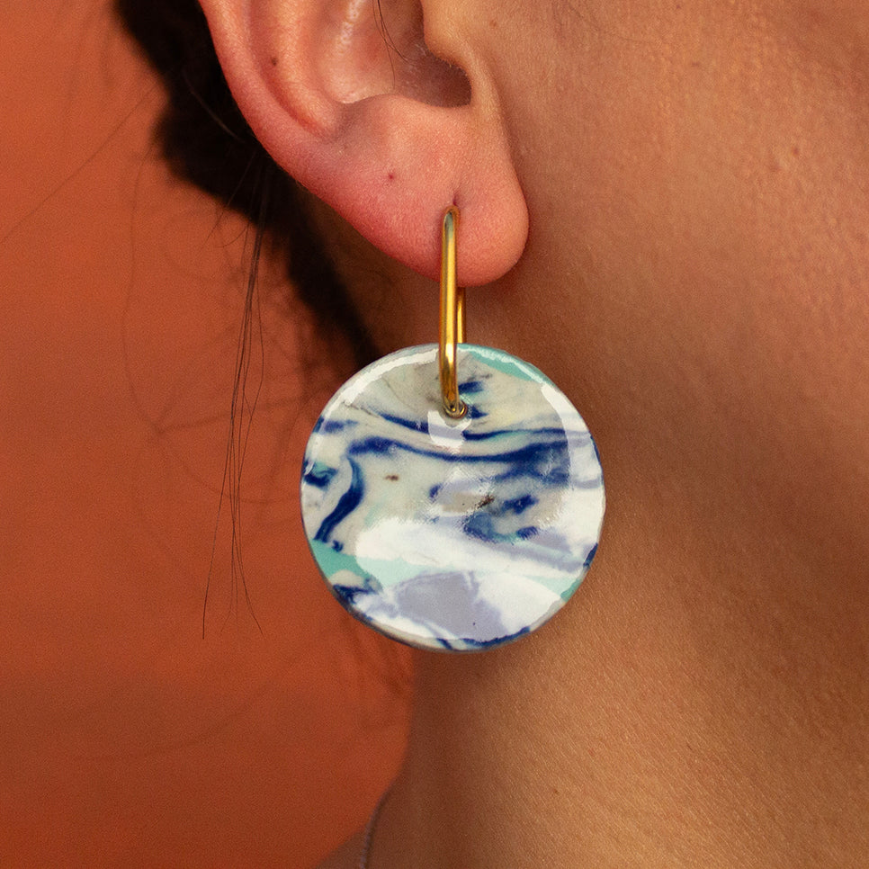 Pipas earrings - porcelain and inox steel